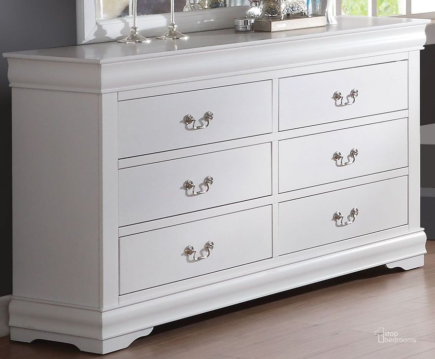 The appearance of Louis Philippe White Dresser designed by ACME in the transitional interior design. This white piece of furniture  was selected by 1StopBedrooms from Louis Philippe Collection to add a touch of cosiness and style into your home. Sku: 23835. Material: Wood. Product Type: Dresser. Image1