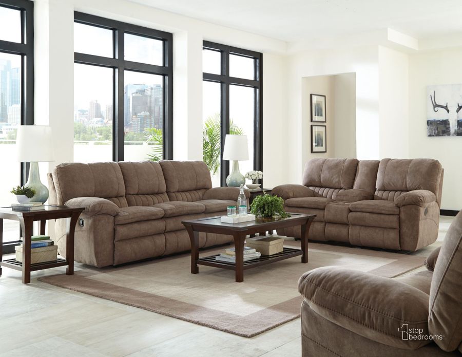 The appearance of Reyes Portabella Power Lay Flat Reclining Living Room Set designed by Catnapper in the transitional interior design. This brown piece of furniture  was selected by 1StopBedrooms from Reyes Collection to add a touch of cosiness and style into your home. Sku: 62401279226;62409279226. Material: Fabric. Product Type: Living Room Set. Image1