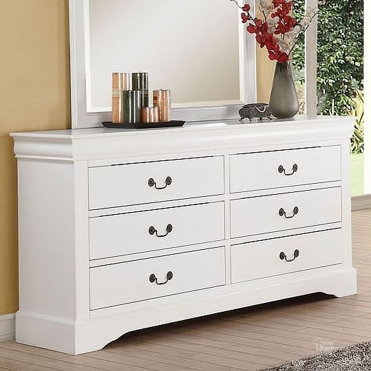 The appearance of Louis Philippe III Dresser (White) designed by ACME in the transitional interior design. This white piece of furniture  was selected by 1StopBedrooms from Louis Phillipe III Collection to add a touch of cosiness and style into your home. Sku: 24505. Material: Wood. Product Type: Dresser. Image1