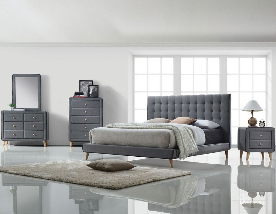 The appearance of Valda Light Gray Bedroom Set designed by ACME in the transitional interior design. This gray piece of furniture  was selected by 1StopBedrooms from Valda Collection to add a touch of cosiness and style into your home. Sku: 24520Q-HF;24521Q-R;24522Q-SLAT;24523. Bed Type: Platform Bed. Material: Fabric. Product Type: Platform Bed. Bed Size: Queen. Image1