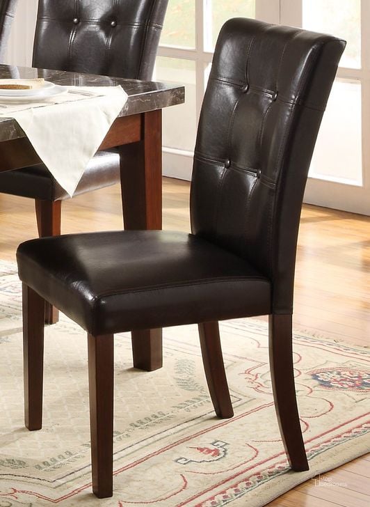 The appearance of Decatur Espresso Side Chair Set of 2 designed by Homelegance in the traditional interior design. This black piece of furniture  was selected by 1StopBedrooms from Decatur Collection to add a touch of cosiness and style into your home. Sku: 2456S. Product Type: Side Chair. Material: Vinyl. Image1