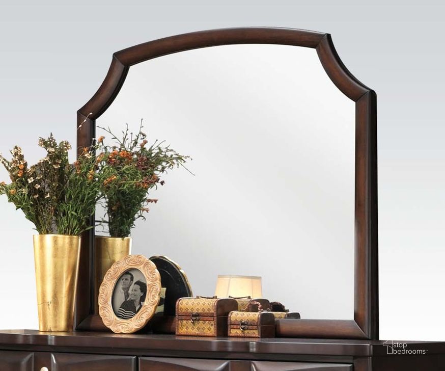 The appearance of Acme Lancaster Landscape Mirror in Espresso designed by ACME in the transitional interior design. This brown piece of furniture  was selected by 1StopBedrooms from Lancaster Collection to add a touch of cosiness and style into your home. Sku: 24574. Material: Glass. Product Type: Dresser Mirror. Image1