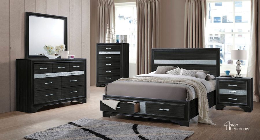 The appearance of Naima Storage Bedroom Set (Black) designed by ACME in the modern / contemporary interior design. This black piece of furniture  was selected by 1StopBedrooms from Naima Collection to add a touch of cosiness and style into your home. Sku: 25900Q-HF;25901Q-R;25902Q-DRW;25903. Bed Type: Storage Bed. Material: Wood. Product Type: Storage Bed. Bed Size: Queen. Image1