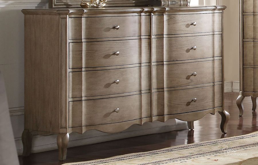 The appearance of Acme Chelmsford Drawer Dresser in Antique Taupe designed by ACME in the transitional interior design. This brown piece of furniture  was selected by 1StopBedrooms from Chelmsford Collection to add a touch of cosiness and style into your home. Sku: 26055. Material: Wood. Product Type: Dresser. Image1