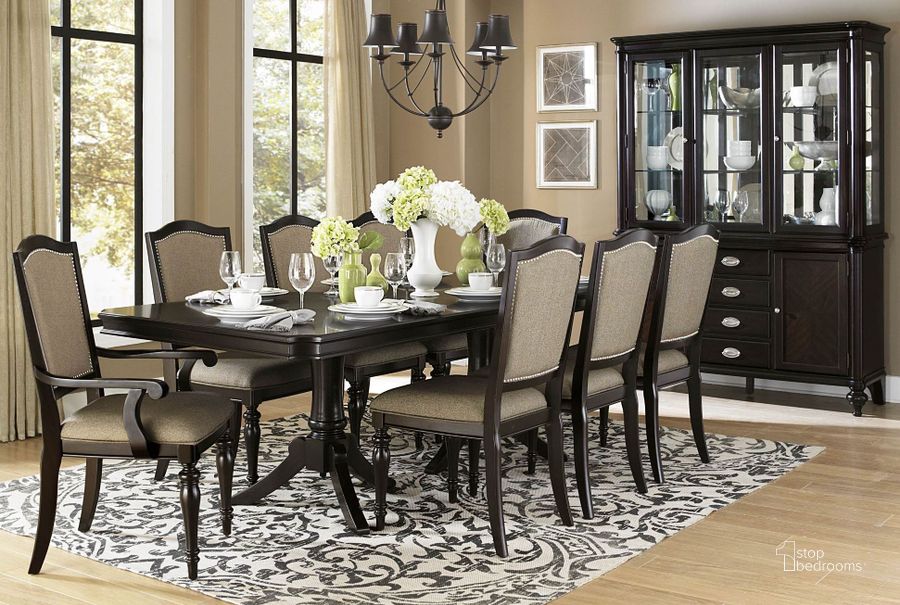 The appearance of Marston Rectangular Extendable Dining Room Set designed by Homelegance in the transitional interior design. This brown piece of furniture  was selected by 1StopBedrooms from Marston Collection to add a touch of cosiness and style into your home. Sku: 2615DC-96;2615DC-96B;2615DCS. Table Base Style: Double Pedestal. Material: Wood. Product Type: Dining Room Set. Table Top Shape: Rectangular. Image1