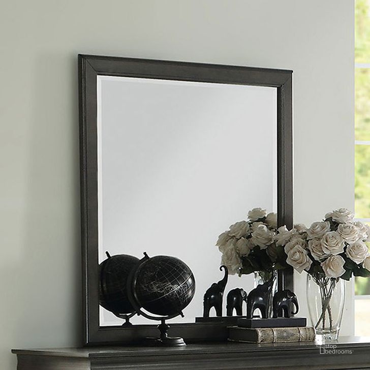 The appearance of Louis Philippe Mirror (Dark Gray) designed by ACME in the transitional interior design. This gray piece of furniture  was selected by 1StopBedrooms from Louis Philippe Collection to add a touch of cosiness and style into your home. Sku: 26794. Material: MDF. Product Type: Dresser Mirror.