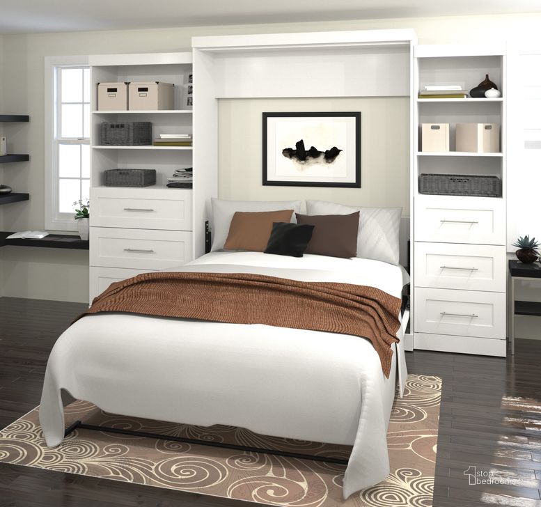 The appearance of Pur White 126" Drawer Storage Queen Wall Bed designed by Bestar in the modern / contemporary interior design. This white piece of furniture  was selected by 1StopBedrooms from Pur Collection to add a touch of cosiness and style into your home. Sku: 26879-17. Material: Wood. Bed Size: Queen. Bed Type: Murphy Bed. Product Type: Murphy Bed. Image1