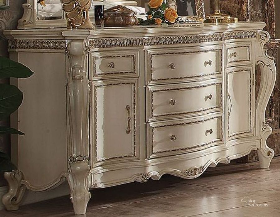 The appearance of Picardy Antique Pearl Dresser designed by ACME in the rustic / southwestern interior design. This cream piece of furniture  was selected by 1StopBedrooms from Picardy Collection to add a touch of cosiness and style into your home. Sku: 26885. Material: Wood. Product Type: Dresser. Image1