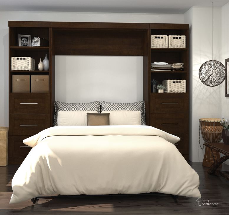 The appearance of Pur Chocolate 109" Drawer Full Wall Bed designed by Bestar in the modern / contemporary interior design. This brown piece of furniture  was selected by 1StopBedrooms from Pur Collection to add a touch of cosiness and style into your home. Sku: 26894-69. Material: Wood. Bed Size: Full. Bed Type: Murphy Bed. Product Type: Murphy Bed. Image1