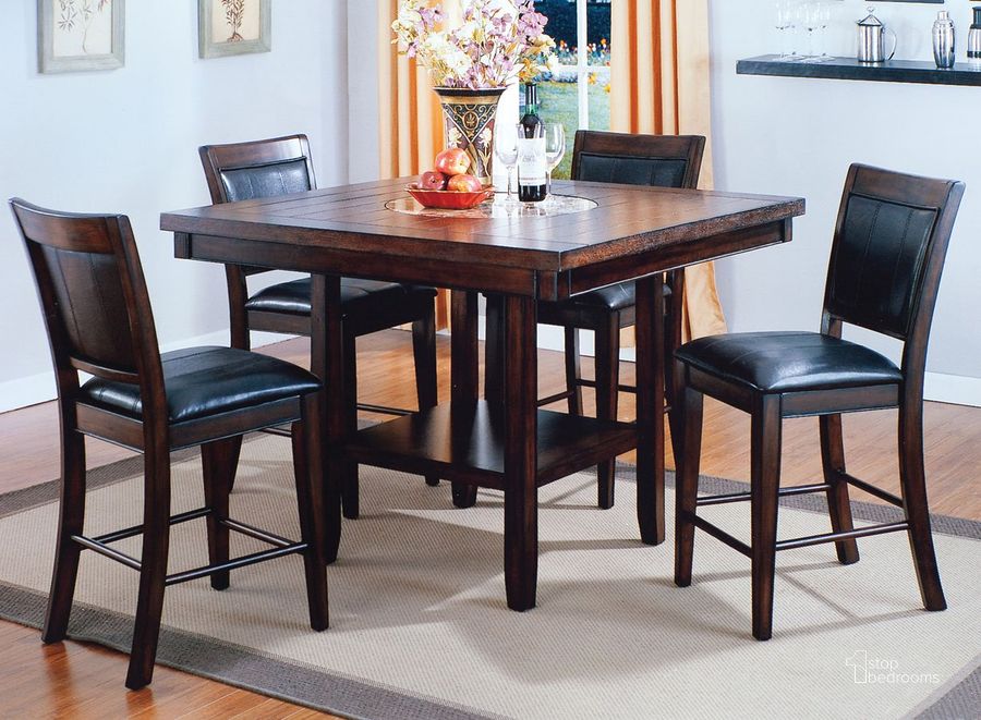 The appearance of Fulton Counter Height Dining Room Set designed by Crown Mark in the transitional interior design. This dark brown piece of furniture  was selected by 1StopBedrooms from Fulton Collection to add a touch of cosiness and style into your home. Sku: 2727T-4848-V;2727S-24-V. Table Top Shape: Square. Material: Wood. Product Type: Dining Room Set. Image1