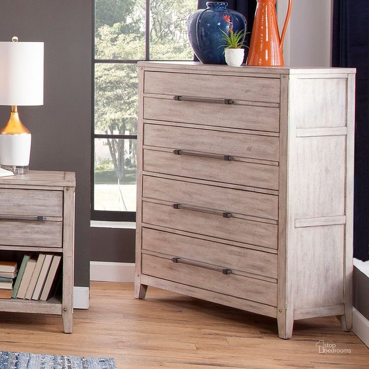 The appearance of Aurora Drawer Chest (Whitewash) designed by American Woodcrafters in the transitional interior design. This white piece of furniture  was selected by 1StopBedrooms from Aurora Collection to add a touch of cosiness and style into your home. Sku: 2810-150. Material: Wood. Product Type: Chest. Image1