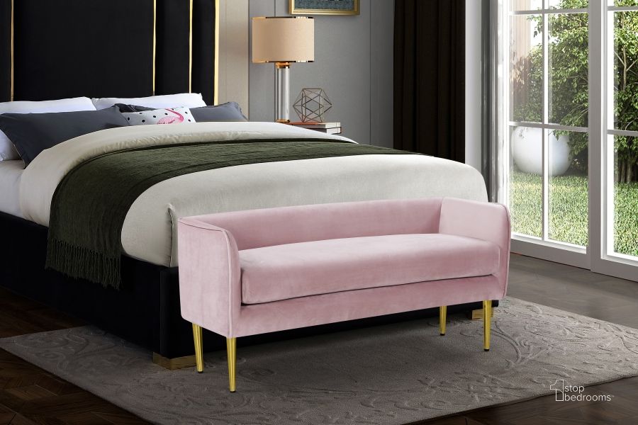 Audrey Pink Velvet Bench By Meridian 1StopBedrooms   2910 1 