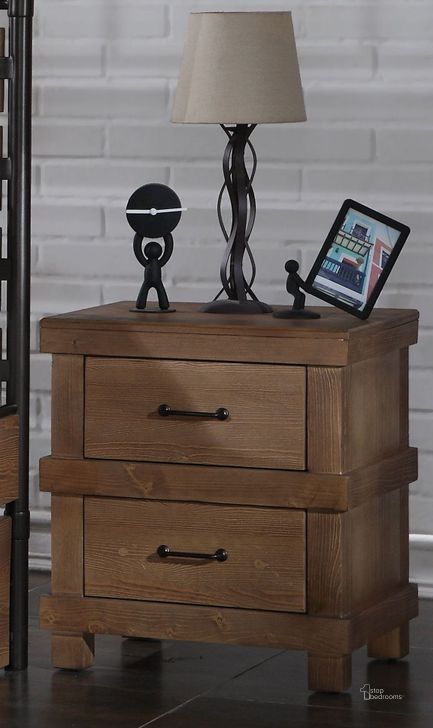 The appearance of Adams Antique Oak Nightstand designed by ACME in the industrial interior design. This brown piece of furniture  was selected by 1StopBedrooms from Adams Collection to add a touch of cosiness and style into your home. Sku: 30613. Material: Wood. Product Type: Nightstand. Image1