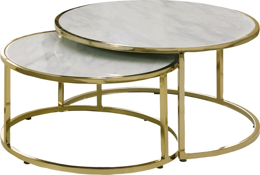 The appearance of Massimo Gold Coffee table designed by Meridian in the modern / contemporary interior design. This gold piece of furniture  was selected by 1StopBedrooms from Massimo Collection to add a touch of cosiness and style into your home. Sku: 207-C. Product Type: Coffee Table. Image1