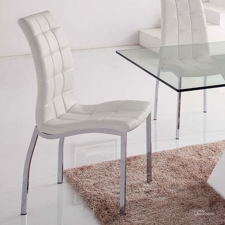 The appearance of 365 White Side Chair (Set of 4) designed by ESF in the modern / contemporary interior design. This white piece of furniture  was selected by 1StopBedrooms from 365 Collection to add a touch of cosiness and style into your home. Sku: 365CHAIRWHITE. Material: Fabric. Product Type: Dining Chair. Image1