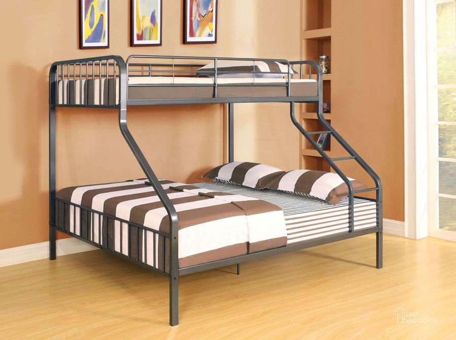 The appearance of Caius Gunmetal Twin Xl Over Queen Bunk Bed designed by ACME in the modern / contemporary interior design. This black piece of furniture  was selected by 1StopBedrooms from Caius Collection to add a touch of cosiness and style into your home. Sku: 37605-SL;37606-R. Bed Type: Bunk Bed. Material: Metal. Product Type: Bunk Bed. Bed Size: Twin Over Queen.