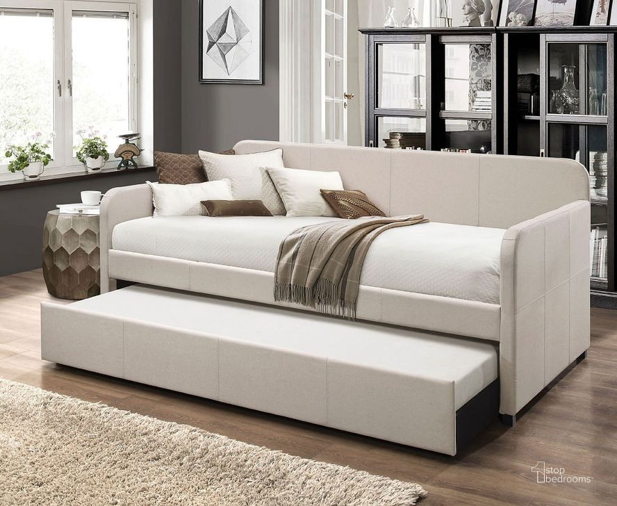 The appearance of Jagger Daybed designed by ACME in the modern / contemporary interior design. This medium color piece of furniture  was selected by 1StopBedrooms from Jagger Collection to add a touch of cosiness and style into your home. Sku: 39190HF;39191R. Bed Type: Daybed. Material: Fabric. Product Type: DayBed.
