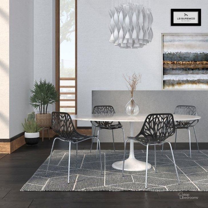 The appearance of 4 LeisureMod Asbury Black Chromed Legs Dining Chairs designed by LeisureMod in the modern / contemporary interior design. This black piece of furniture  was selected by 1StopBedrooms from Asbury Collection to add a touch of cosiness and style into your home. Sku: AC16BL4. Material: Polypropylene. Product Type: Dining Chair. Image1