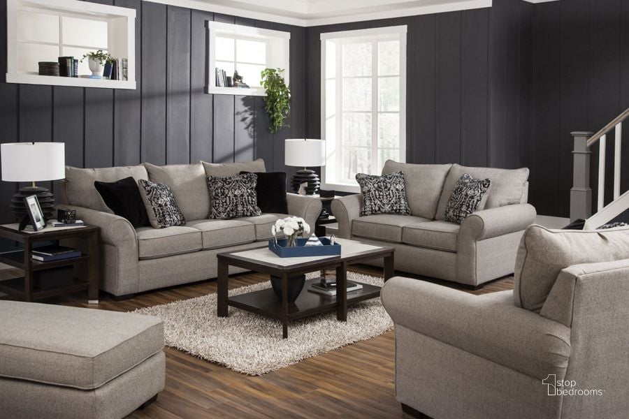 The appearance of Maddox Phantom/Fossil Living Room Set designed by Jackson in the transitional interior design. This gray piece of furniture  was selected by 1StopBedrooms from Maddox Collection to add a touch of cosiness and style into your home. Sku: 415203163128263948;415202163128263948. Material: Fabric. Product Type: Living Room Set. Image1