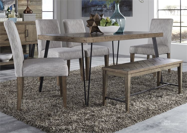 The appearance of Horizons 6 Piece Rectangular Table Set designed by Liberty in the transitional interior design. This rustic piece of furniture  was selected by 1StopBedrooms from Horizons Collection to add a touch of cosiness and style into your home. Sku: 42-T3560;42-C6501S;42-C9000B. Material: Wood. Product Type: Dining Room Set. Table Top Shape: Rectangular. Image1