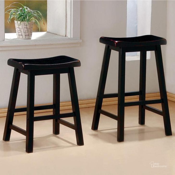 The appearance of Black Finish Barstool Set of 2 designed by Coaster in the traditional interior design. This black piece of furniture  was selected by 1StopBedrooms from Geneva Collection to add a touch of cosiness and style into your home. Sku: 180029. Material: Wood. Product Type: Barstool. Image1