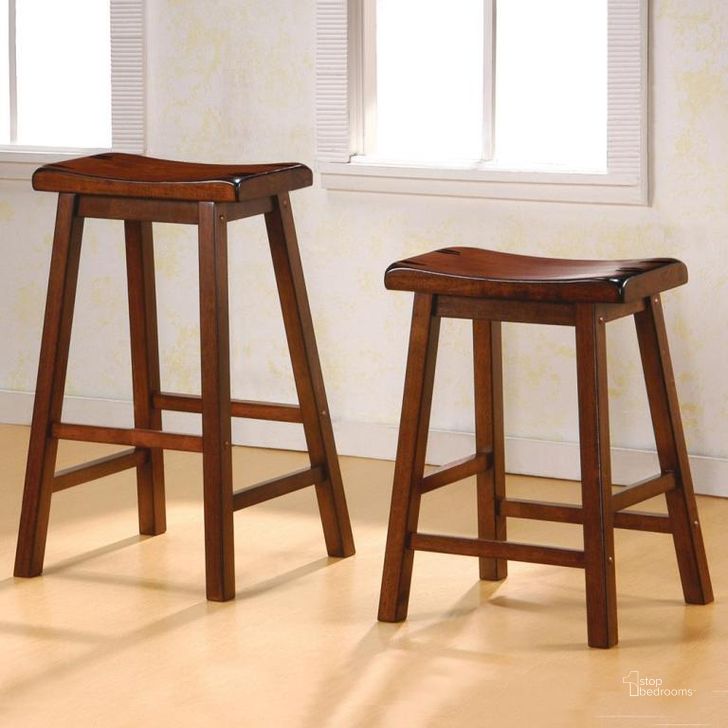The appearance of Walnut Barstool Set of 2 designed by Coaster in the traditional interior design. This walnut piece of furniture  was selected by 1StopBedrooms from Geneva Collection to add a touch of cosiness and style into your home. Sku: 180079. Material: Wood. Product Type: Barstool. Image1