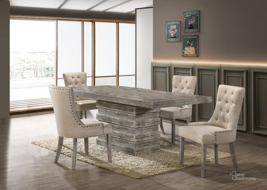 The appearance of 5 Piece Rectangular Wood Dining Set In Mocha And Natural designed by Best Master Furniture in the transitional interior design. This mocha and natural piece of furniture  was selected by 1StopBedrooms from Crystal Collection to add a touch of cosiness and style into your home. Sku: CRYSTM5. Material: Wood. Product Type: Dining Room Set.