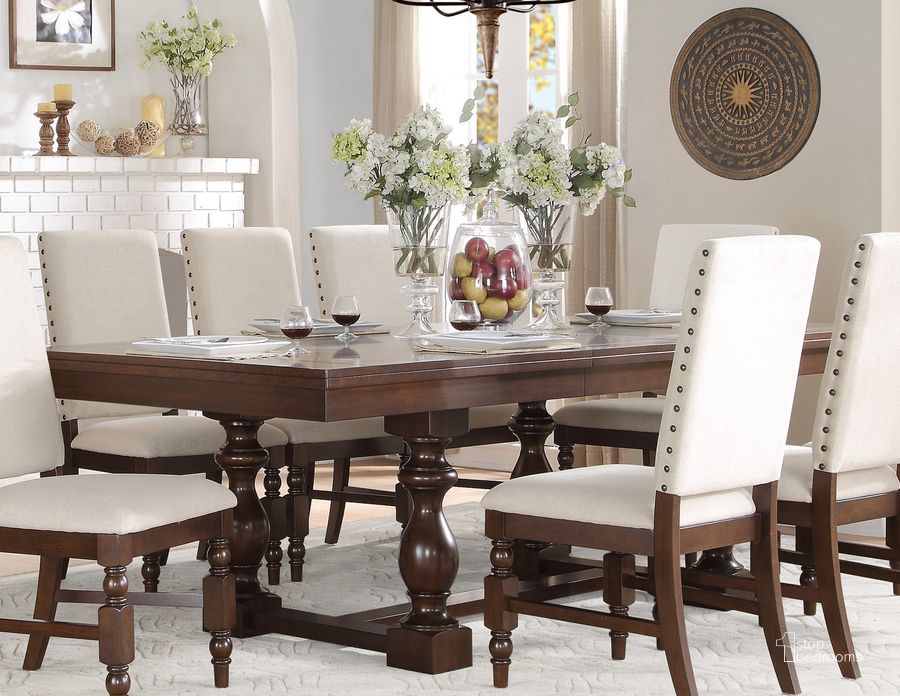The appearance of Yates Extendable Dining Table designed by Homelegance in the country / farmhouse interior design. This brown piece of furniture  was selected by 1StopBedrooms from Yates Collection to add a touch of cosiness and style into your home. Sku: 5167-96;5167-96B. Table Base Style: Trestle. Material: Wood. Product Type: Dining Table. Table Top Shape: Rectangular. Size: 44". Image1
