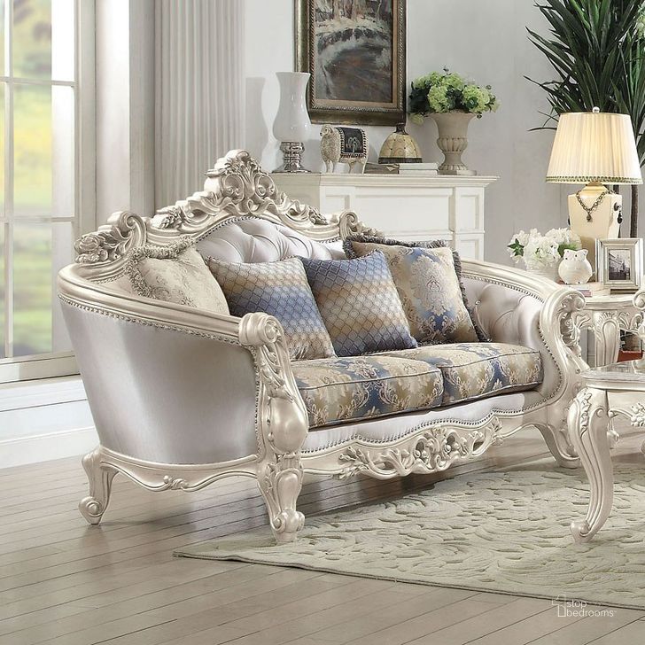 The appearance of Gorsedd Loveseat designed by ACME in the transitional interior design. This antique white piece of furniture  was selected by 1StopBedrooms from Gorsedd Collection to add a touch of cosiness and style into your home. Sku: 52441. Material: Fabric. Product Type: Loveseat.