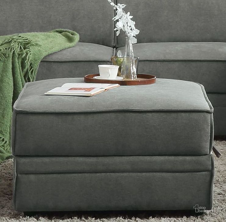 The appearance of Bois Gray Velvet Storage Ottoman designed by ACME in the modern / contemporary interior design. This gray piece of furniture  was selected by 1StopBedrooms from Bois Collection to add a touch of cosiness and style into your home. Sku: 53782. Material: Fabric. Product Type: Ottoman. Image1