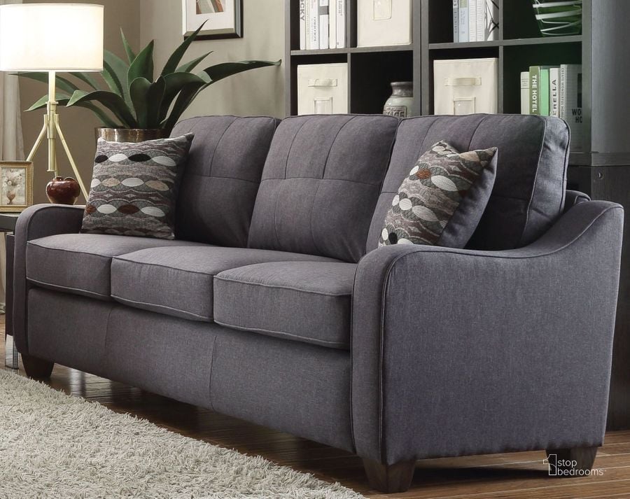 The appearance of Cleavon Ii Gray Linen Sofa designed by ACME in the modern / contemporary interior design. This gray piece of furniture  was selected by 1StopBedrooms from Cleavon Ii Collection to add a touch of cosiness and style into your home. Sku: 53790. Material: Fabric. Product Type: Sofa. Key Features: Tufted. Image1