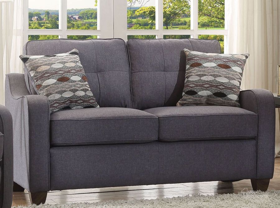 The appearance of Cleavon Ii Gray Linen Loveseat designed by ACME in the modern / contemporary interior design. This gray piece of furniture  was selected by 1StopBedrooms from Cleavon Ii Collection to add a touch of cosiness and style into your home. Sku: 53791. Material: Fabric. Product Type: Loveseat. Key Features: Tufted. Image1