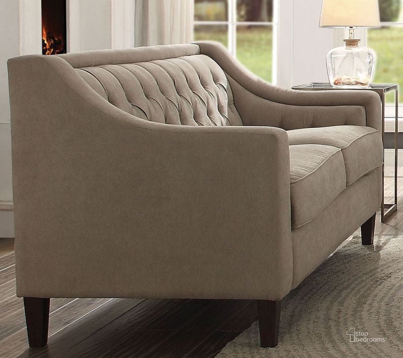 The appearance of Suzanne Beige Loveseat designed by ACME in the rustic / southwestern interior design. This beige piece of furniture  was selected by 1StopBedrooms from Suzanne Collection to add a touch of cosiness and style into your home. Sku: 54011. Material: Fabric. Product Type: Loveseat. Key Features: Tufted. Image1