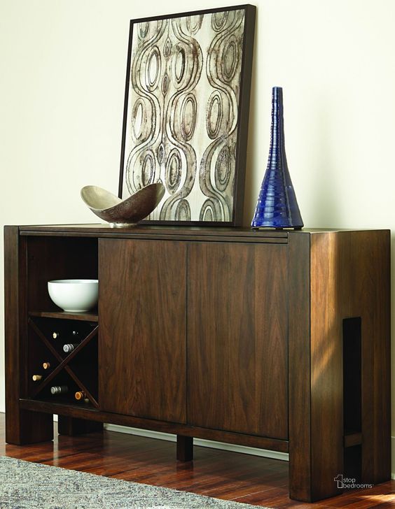 The appearance of Sedley Brown Server designed by Homelegance in the modern / contemporary interior design. This brown piece of furniture  was selected by 1StopBedrooms from Sedley Collection to add a touch of cosiness and style into your home. Sku: 5415RF-40. Material: Wood. Product Type: Server. Image1