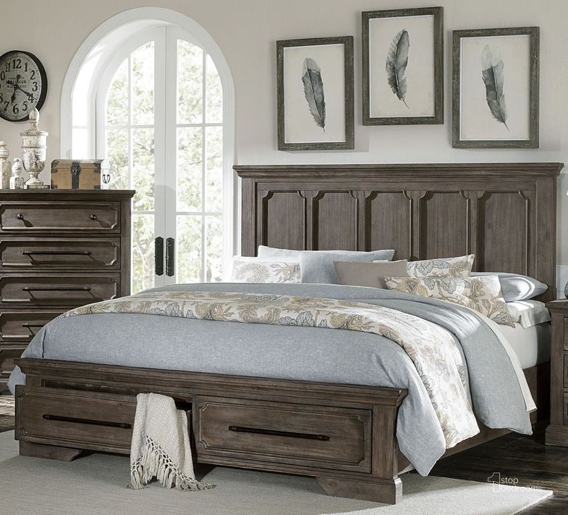 The appearance of Toulon Unique Rustic King Storage Bed designed by Homelegance in the rustic / southwestern interior design. This brown piece of furniture  was selected by 1StopBedrooms from Toulon Collection to add a touch of cosiness and style into your home. Sku: 5438K-1;5438K-2;5438-3. Bed Type: Storage Bed. Material: Wood. Product Type: Storage Bed. Bed Size: King. Image1
