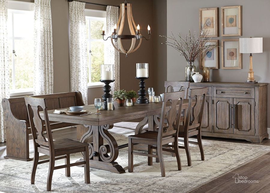 The appearance of Toulon Brown Rectangular Extendable Dining Room Set designed by Homelegance in the traditional interior design. This brown piece of furniture  was selected by 1StopBedrooms from Toulon Collection to add a touch of cosiness and style into your home. Sku: 5438-96;5438-96B;5438S. Table Base Style: Double Pedestal. Material: Wood. Product Type: Dining Room Set. Table Top Shape: Rectangular. Image1