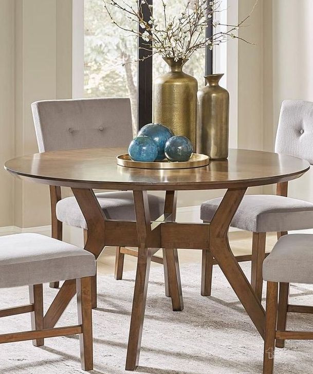 The appearance of Edam Brown Round Dining Table designed by Homelegance in the modern / contemporary interior design. This brown piece of furniture  was selected by 1StopBedrooms from Edam Collection to add a touch of cosiness and style into your home. Sku: 5492-52. Table Base Style: Trestle. Table Top Shape: Round. Material: Wood. Product Type: Dining Table. Size: 52". Image1