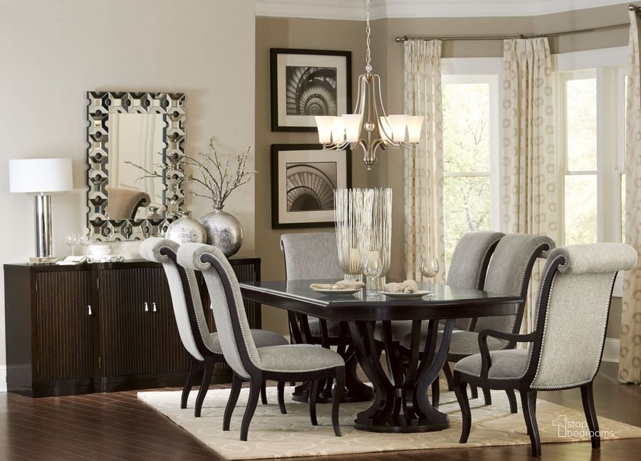 The appearance of Savion Espresso Natural Tone Extendable Dining Room Set designed by Homelegance in the modern / contemporary interior design. This brown piece of furniture  was selected by 1StopBedrooms from Savion Collection to add a touch of cosiness and style into your home. Sku: 5494-106;5494-106B;5494S. Table Base Style: Double Pedestal. Material: Wood. Product Type: Dining Room Set. Table Top Shape: Rectangular. Image1
