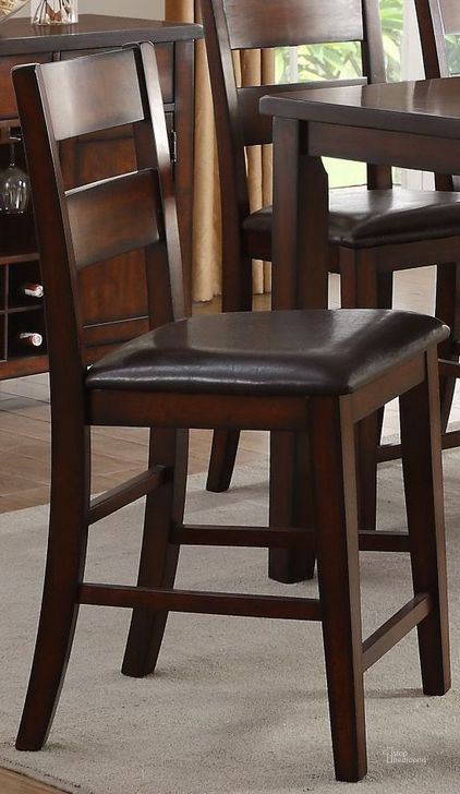 The appearance of Mantello Dark Brown Counter Height Chair Set of 2 designed by Homelegance in the traditional interior design. This brown piece of furniture  was selected by 1StopBedrooms from Mantello Collection to add a touch of cosiness and style into your home. Sku: 5547-24. Material: Wood. Product Type: Barstool. Image1