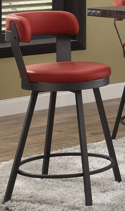 The appearance of Appert Red Counter Height Chair Set of 2 designed by Homelegance in the modern / contemporary interior design. This red piece of furniture  was selected by 1StopBedrooms from Appert Collection to add a touch of cosiness and style into your home. Sku: 5566-24RD. Material: Metal. Product Type: Barstool. Image1