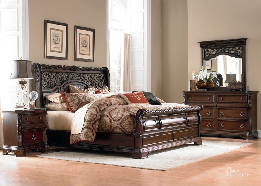The appearance of Arbor Place Sleigh Bedroom Set designed by Liberty in the traditional interior design. This brown piece of furniture  was selected by 1StopBedrooms from Arbor Place Collection to add a touch of cosiness and style into your home. Sku: 575-BR-KSL;575-BR61. Bed Type: Sleigh Bed. Material: Wood. Product Type: Sleigh Bed. Bed Size: King. Image1