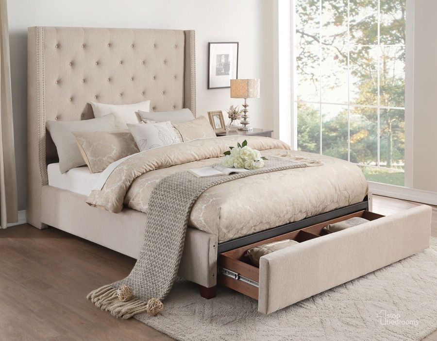The appearance of Fairborn Beige Full Upholstered Platform Storage Bed designed by Homelegance in the modern / contemporary interior design. This beige piece of furniture  was selected by 1StopBedrooms from Fairborn Collection to add a touch of cosiness and style into your home. Sku: 5877FBE-1;5877FBE-3;5877F-2DW. Bed Type: Storage Bed. Product Type: Storage Bed. Bed Size: Full. Image1
