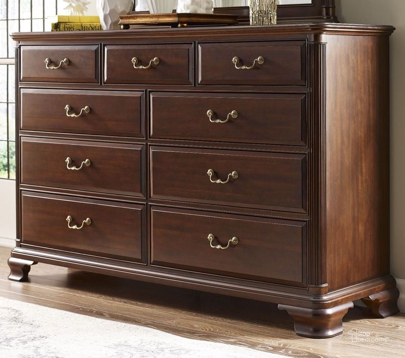 The appearance of Hadleigh Drawer Dresser designed by Kincaid in the transitional interior design. This brown piece of furniture  was selected by 1StopBedrooms from Hadleigh Collection to add a touch of cosiness and style into your home. Sku: 607-130. Material: Wood. Product Type: Dresser. Image1