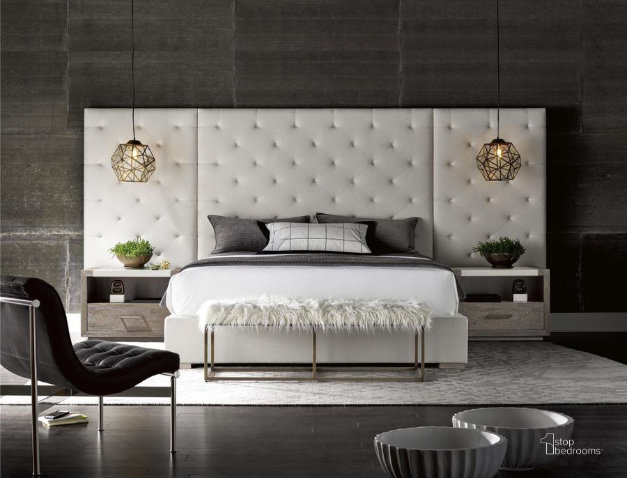 The appearance of Modern Brando Cream Wall Panel Platform Bedroom Set designed by Universal in the modern / contemporary interior design. This cream piece of furniture  was selected by 1StopBedrooms from Brando Collection to add a touch of cosiness and style into your home. Sku: 643210;64321FR;643212W;643355. Bed Type: Platform Bed. Material: Fabric. Product Type: Platform Bed. Bed Size: Queen. Image1
