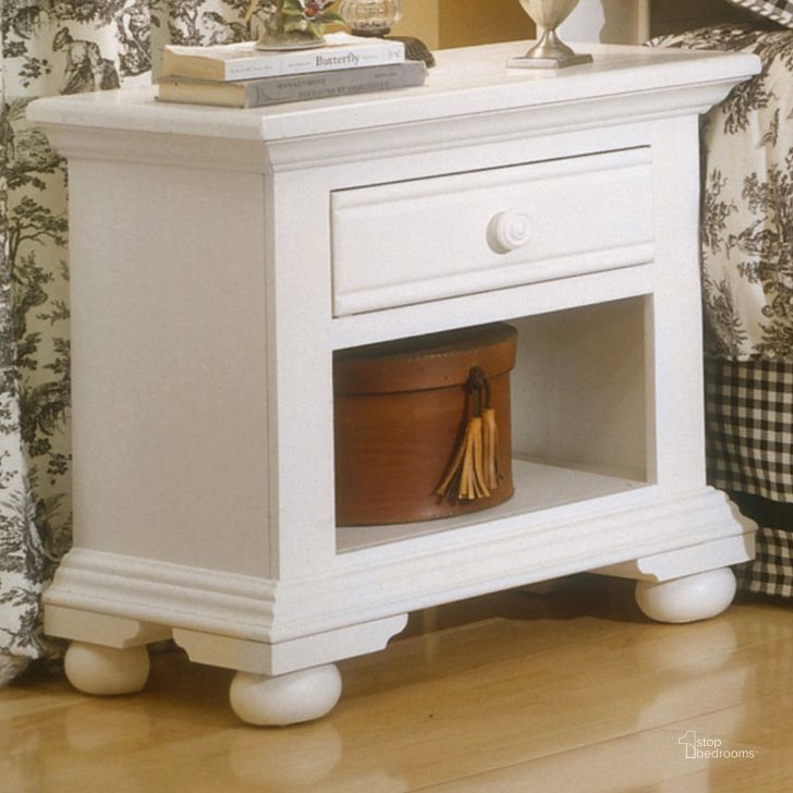 The appearance of Cottage Traditions White Open Nightstand designed by American Woodcrafters in the country / farmhouse interior design. This white piece of furniture  was selected by 1StopBedrooms from Cottage Traditions Collection to add a touch of cosiness and style into your home. Sku: 6510-410. Material: Wood. Product Type: Nightstand. Image1