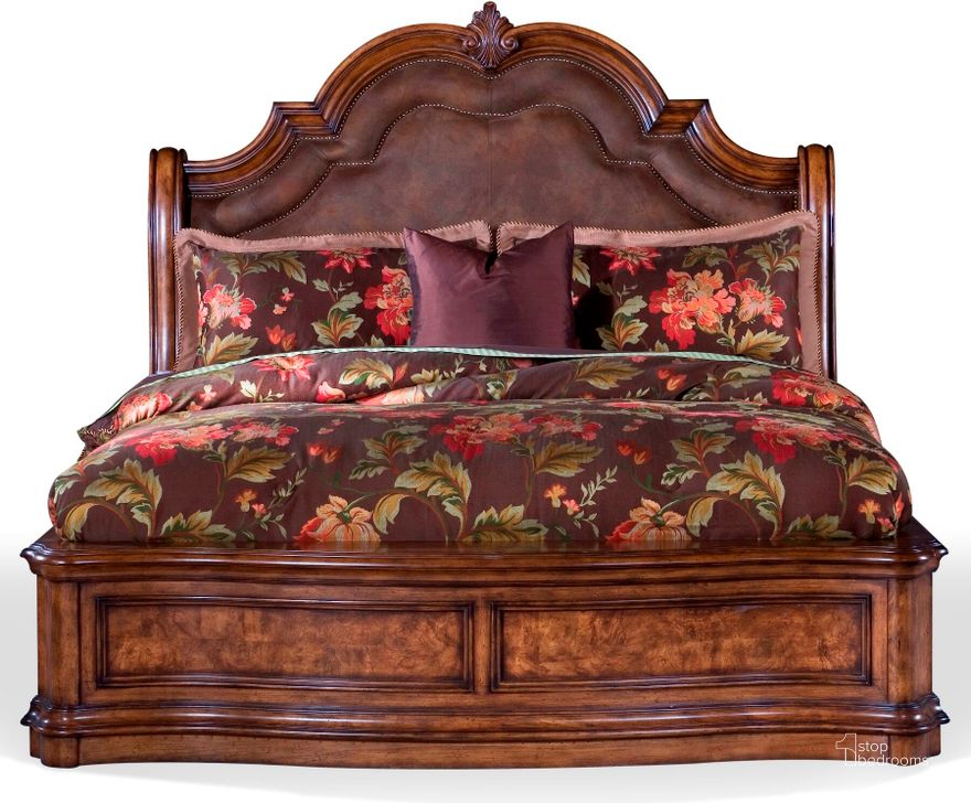 The appearance of San Mateo Queen Sleigh Bed designed by Pulaski in the traditional interior design. This brown red piece of furniture  was selected by 1StopBedrooms from San Mateo Collection to add a touch of cosiness and style into your home. Sku: 662170;662171;662172. Bed Type: Sleigh Bed. Material: Wood. Product Type: Sleigh Bed. Bed Size: Queen. Image1