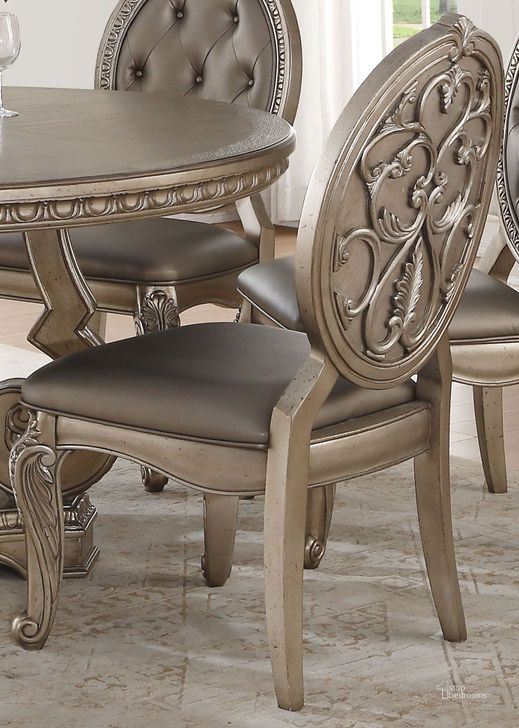 The appearance of Northville Antique Silver Side Chair Set of 2 designed by ACME in the transitional interior design. This antique silver piece of furniture  was selected by 1StopBedrooms from Northville Collection to add a touch of cosiness and style into your home. Sku: 66922. Product Type: Side Chair. Material: Vinyl. Image1