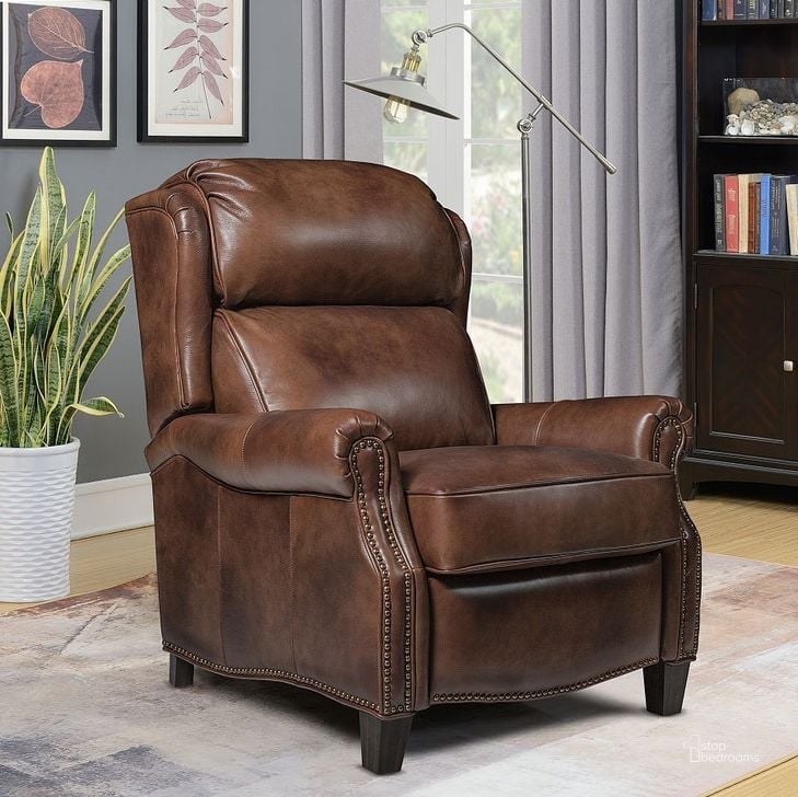 The appearance of Meade Recliner (Cognac) designed by BarcaLounger in the transitional interior design. This cognac piece of furniture  was selected by 1StopBedrooms from Meade Collection to add a touch of cosiness and style into your home. Sku: 73058546085. Material: Leather. Product Type: Recliner. Image1