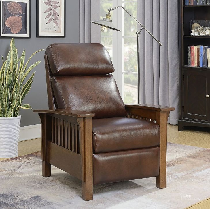 The appearance of Mission Recliner (Fudge) designed by BarcaLounger in the traditional interior design. This fudge piece of furniture  was selected by 1StopBedrooms from Mission Collection to add a touch of cosiness and style into your home. Sku: 73323570287. Material: Leather. Product Type: Recliner. Image1
