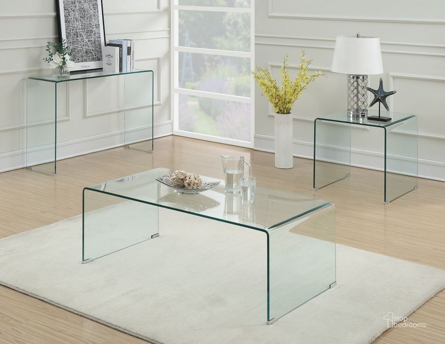 The appearance of Clear Occasional Table Set designed by Coaster in the modern / contemporary interior design. This transparent piece of furniture  was selected by 1StopBedrooms from Clear Collection to add a touch of cosiness and style into your home. Sku: 705328;705327. Material: Glass. Product Type: Occasional Table Set. Table Top Shape: Rectangular. Image1